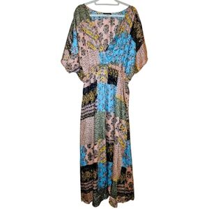 NWOT The Curve Los Angeles Satin Patchwork Floral Maxi Dress 2X